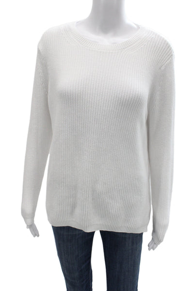 525 Unisex Pullover Sweater White 100% Cotton Crew Neck Long Sleeve Size S