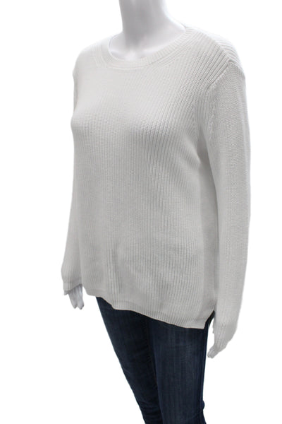 525 Unisex Pullover Sweater White 100% Cotton Crew Neck Long Sleeve Size S