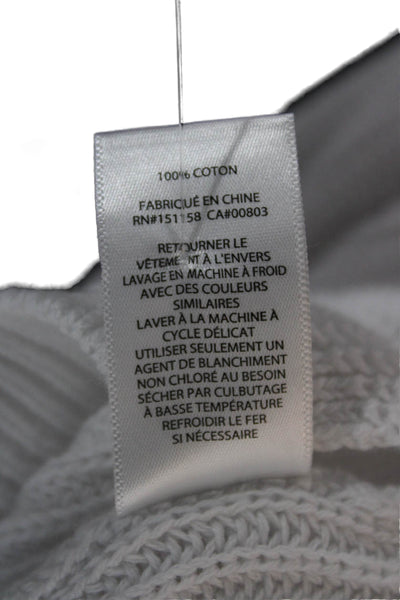 525 Unisex Pullover Sweater White 100% Cotton Crew Neck Long Sleeve Size S