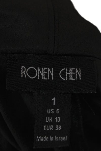 Ronen Chen Women Black Long Sleeve Polyester Designer Jacket Size 6