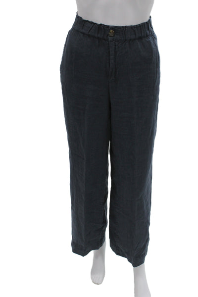 Faherty Womens Cropped Paperbag Linen Pants Dark Blue Size XS