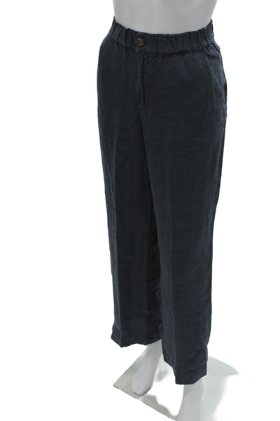 Faherty Womens Cropped Paperbag Linen Pants Dark Blue Size XS