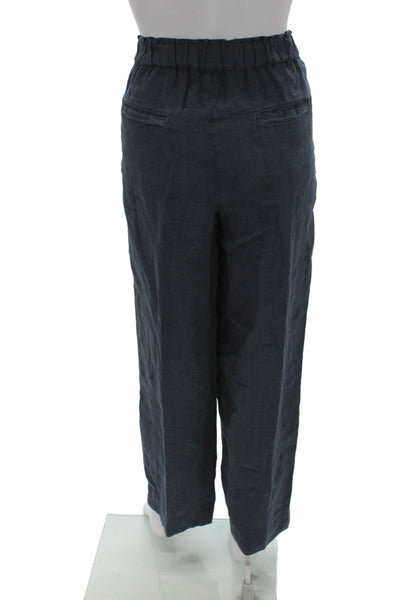 Faherty Womens Cropped Paperbag Linen Pants Dark Blue Size XS