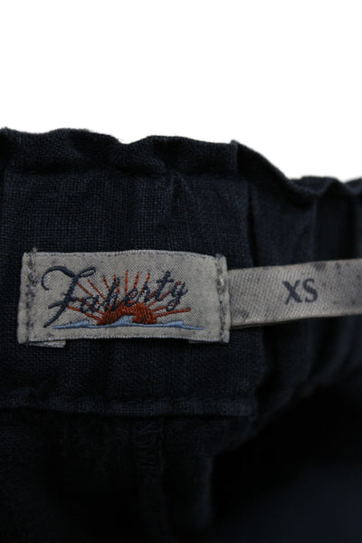 Faherty Womens Cropped Paperbag Linen Pants Dark Blue Size XS
