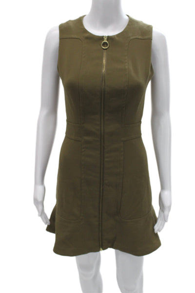 Michael Michael Kors Womens ALine Mini Dress Green Sleeveless Round Neck Size 0
