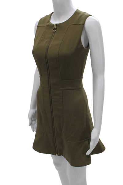 Michael Michael Kors Womens ALine Mini Dress Green Sleeveless Round Neck Size 0