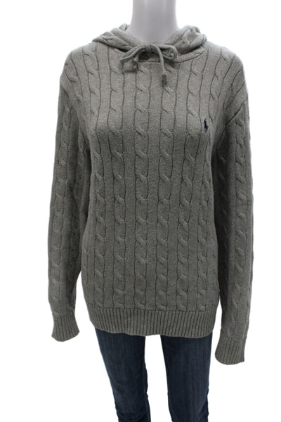 Polo Ralph Lauren Women Pullover Hoodie Gray Cotton Long Sleeve Size L