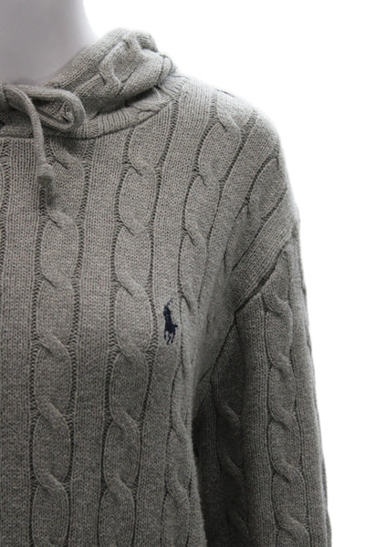 Polo Ralph Lauren Women Pullover Hoodie Gray Cotton Long Sleeve Size L