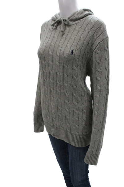 Polo Ralph Lauren Women Pullover Hoodie Gray Cotton Long Sleeve Size L