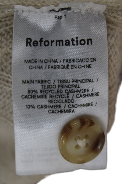 Reformation Unisex Cardigan Beige V Neck Button Long Sleeve Size XS