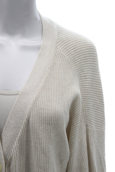 Eberjey Womens Beige V Neck Button Cardigan Cotton Blend Size M