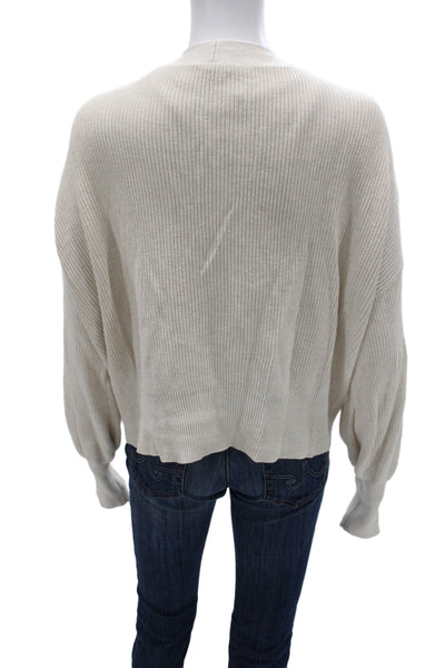 Eberjey Womens Beige V Neck Button Cardigan Cotton Blend Size M