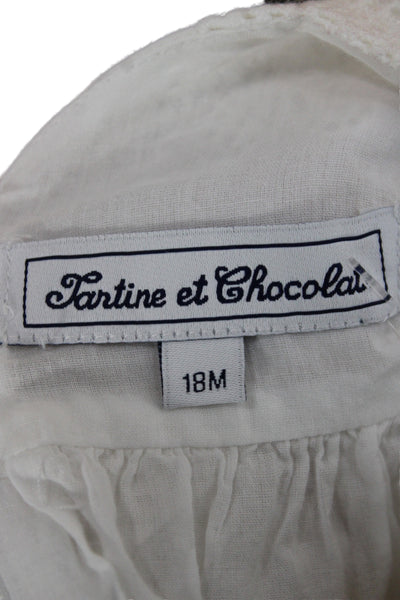 Tartine et Chocolat Girls Short Sleeves Embroidered Sun Dress Pink Size 18M