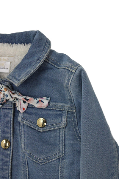 Chloe Girls Collared Long Sleeves Medium Wash Denim Jacket Size 18M
