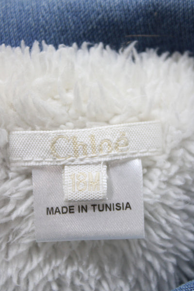 Chloe Girls Collared Long Sleeves Medium Wash Denim Jacket Size 18M