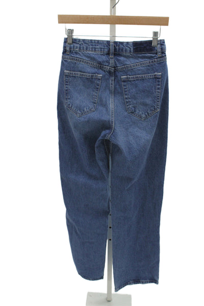 Zara Women Mom Straight Jeans Blue High Waist Size 2