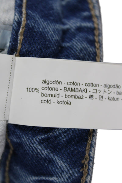 Zara Women Mom Straight Jeans Blue High Waist Size 2