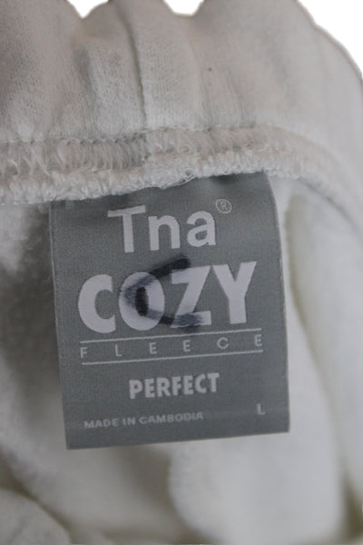 TNA Unisex White Sweat Shorts 78% Cotton 22% Polyester Size L