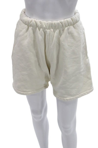 Madhappy Unisex Sweat Shorts White 100% Cotton Solid Spring Size S