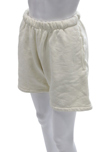 Madhappy Unisex Sweat Shorts White 100% Cotton Solid Spring Size S