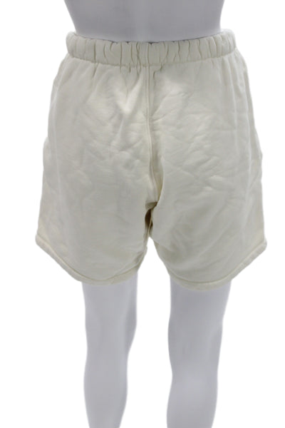 Madhappy Unisex Sweat Shorts White 100% Cotton Solid Spring Size S