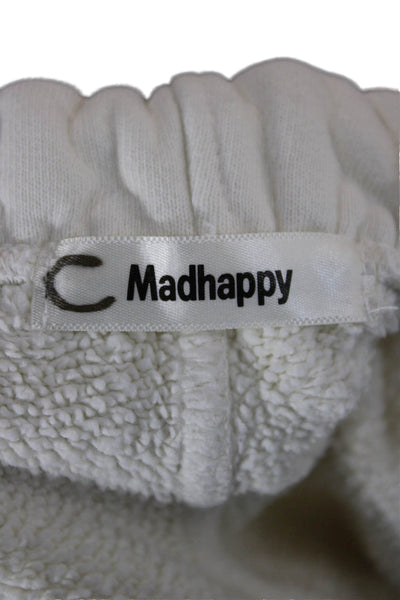 Madhappy Unisex Sweat Shorts White 100% Cotton Solid Spring Size S