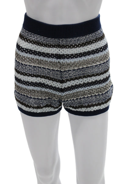 Lovers + Friends Unisex Striped Knit Boho Shorts Black Size S