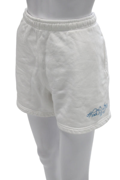 Madhappy Unisex Sweat Shorts White Cotton Solid Designer Spring Size L