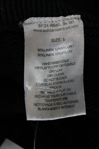 Solid & Striped Women Black Linen Blend Pants Beach Spring Size L