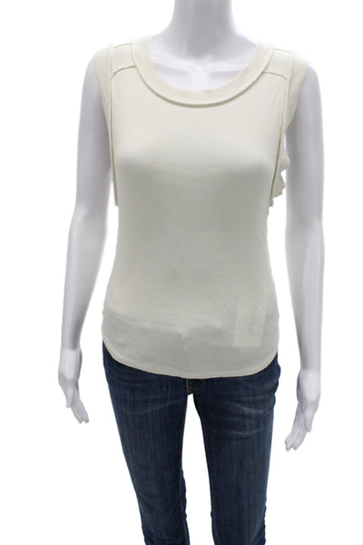 We The Free Women Basic White Tank Cotton Spandex Round Neck Sleeveless Size M