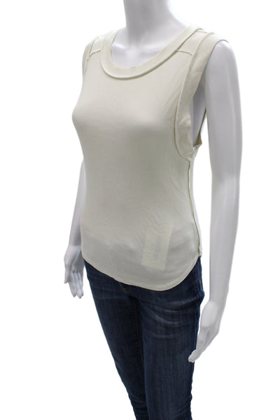 We The Free Women Basic White Tank Cotton Spandex Round Neck Sleeveless Size M