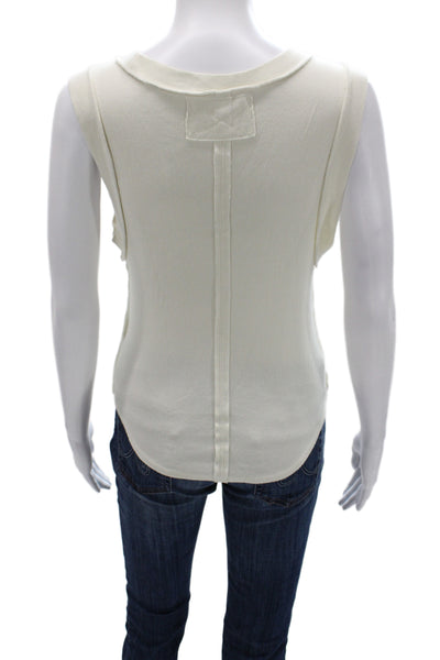 We The Free Women Basic White Tank Cotton Spandex Round Neck Sleeveless Size M