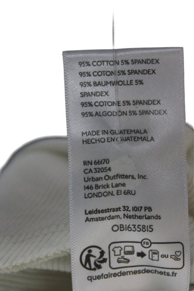 We The Free Women Basic White Tank Cotton Spandex Round Neck Sleeveless Size M