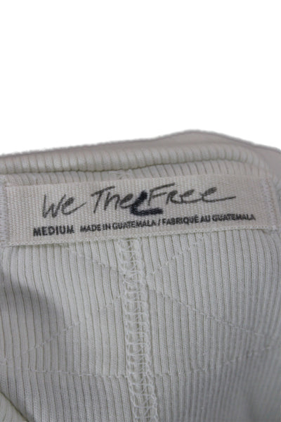 We The Free Women Basic White Tank Cotton Spandex Round Neck Sleeveless Size M