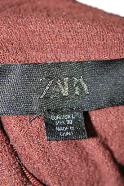 Zara Unisex Brown Argyle Collared Short Sleeve Cardigan Button Size L