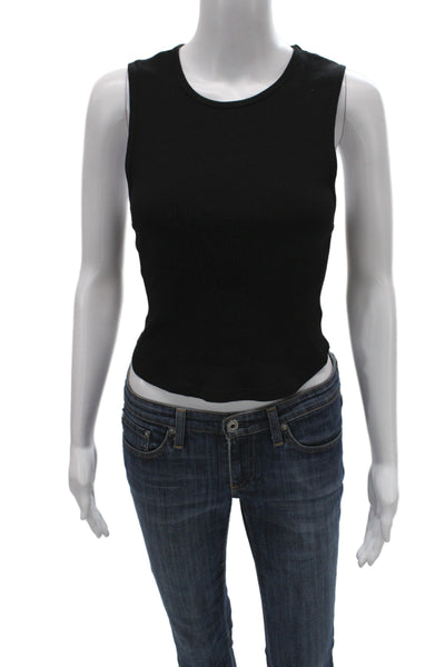 Agolde Womens Cropped Tank Black Crew Neck Sleeveless Size M