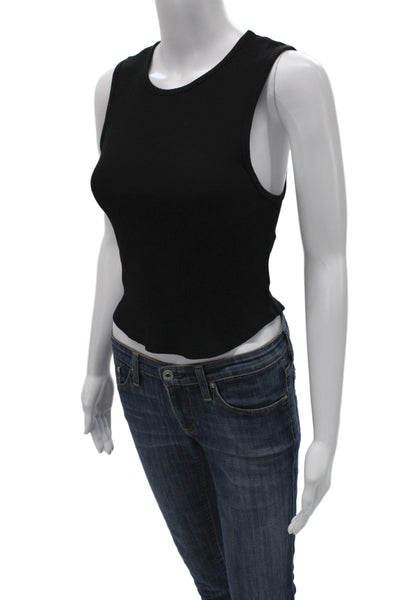 Agolde Womens Cropped Tank Black Crew Neck Sleeveless Size M
