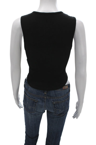 Agolde Womens Cropped Tank Black Crew Neck Sleeveless Size M
