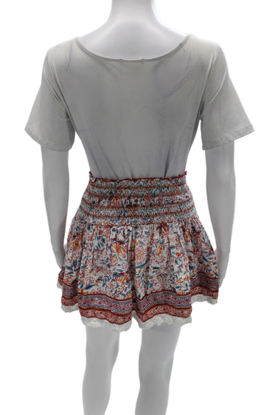 Poupette St. Barth Womens Peasant Skirt White Floral Cotton Lace Boho Size S
