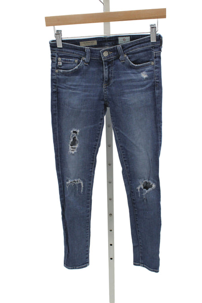 AG Adriano Goldschmied Women Skinny Ankle Jeans Dark Blue High Rise Size 24