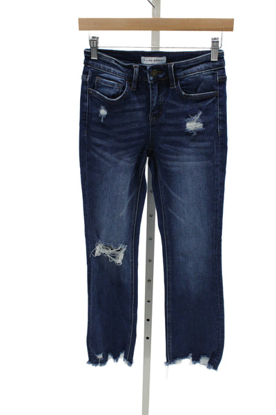 Flying Monkey Womens Cropped Ankle High Rise Dark Blue Jeans Size 24