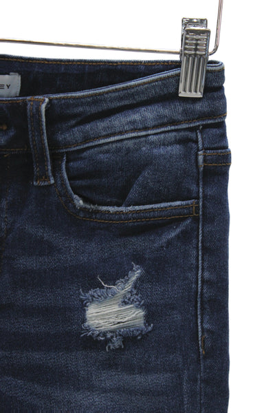 Flying Monkey Womens Cropped Ankle High Rise Dark Blue Jeans Size 24