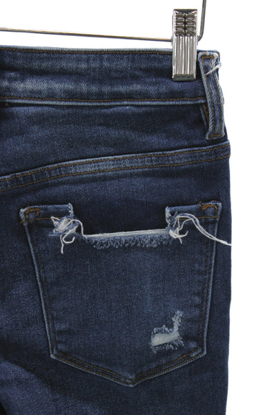 Flying Monkey Womens Cropped Ankle High Rise Dark Blue Jeans Size 24