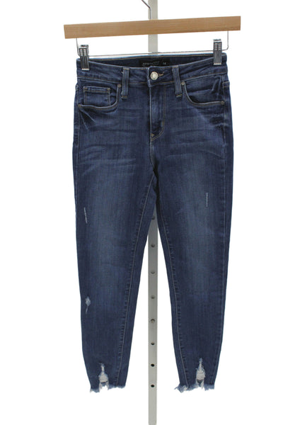 Just Black Denim Womens Skinny Ankle Cropped Jeans Dark Blue High Rise Size 24