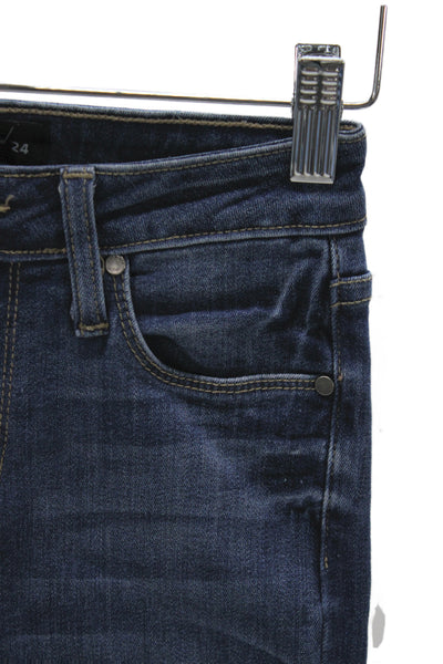 Just Black Denim Womens Skinny Ankle Cropped Jeans Dark Blue High Rise Size 24