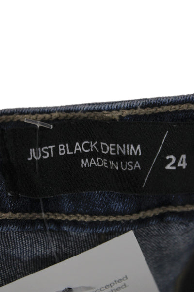 Just Black Denim Womens Skinny Ankle Cropped Jeans Dark Blue High Rise Size 24