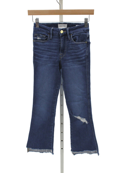 Frame Womens Cropped Flared Dark Blue Jeans Size 24