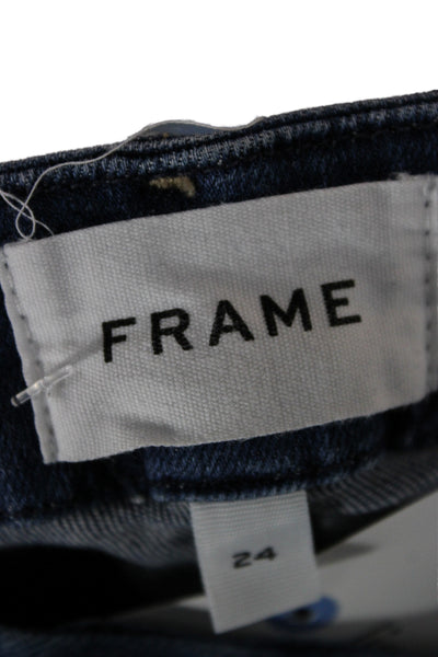 Frame Womens Cropped Flared Dark Blue Jeans Size 24