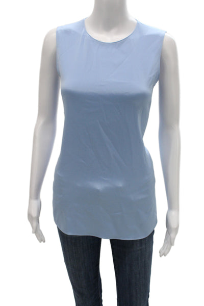 Lafayette 148 New York Womens Sleeveless Tank Light Blue Polyester Zip Size M