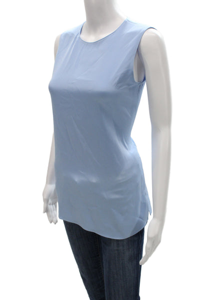 Lafayette 148 New York Womens Sleeveless Tank Light Blue Polyester Zip Size M